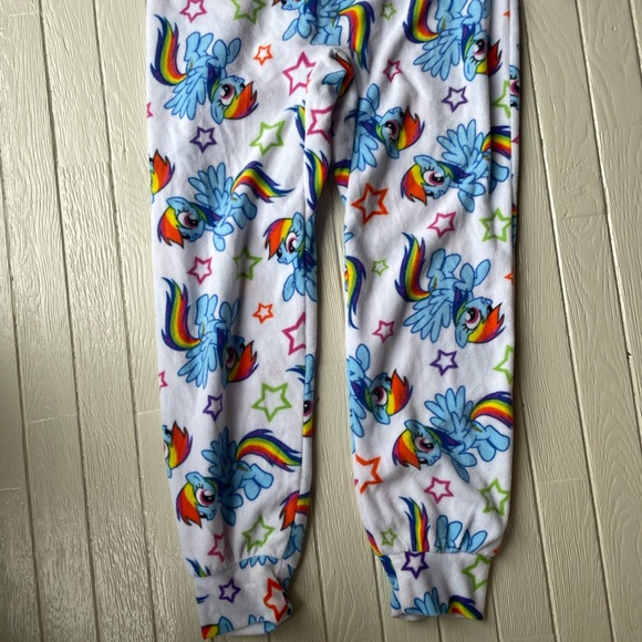 Rainbow Dash My Little Pony 2015 Hasbro Girls One Piece Zipup Pajamas Hoodie Lg - Picture 9 of 15